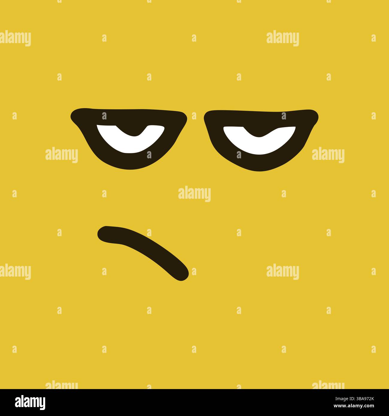 Sullen Emoticon im Doodle-Stil. Cartoon Gesichtsausdruecke isoliert auf gelbem Hintergrund Banque D'Images
