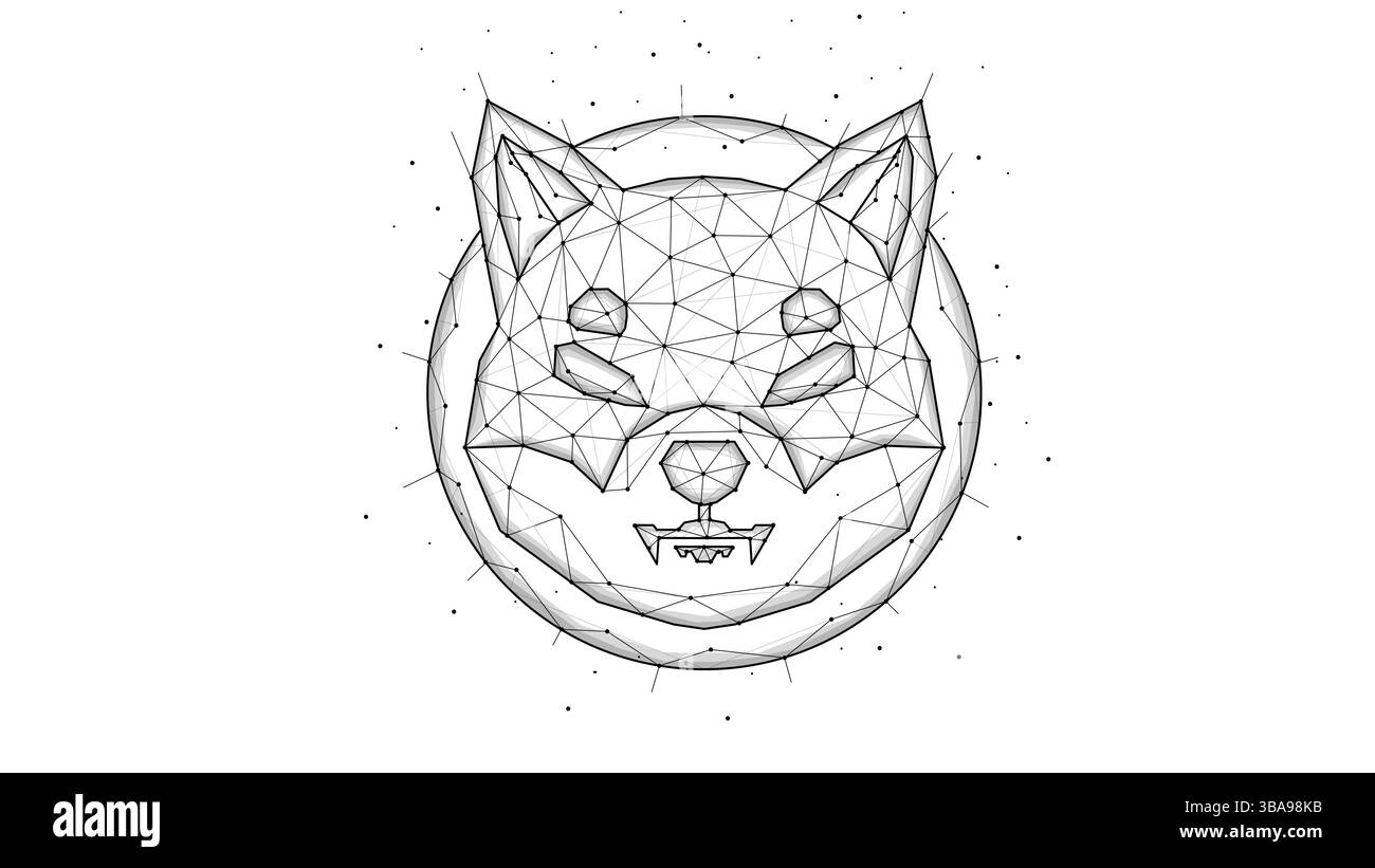 Shiba inu polygonale Vektor illustration auf einem weissen Hintergrund. Conception poly à faible indice de cryptocurence Banque D'Images