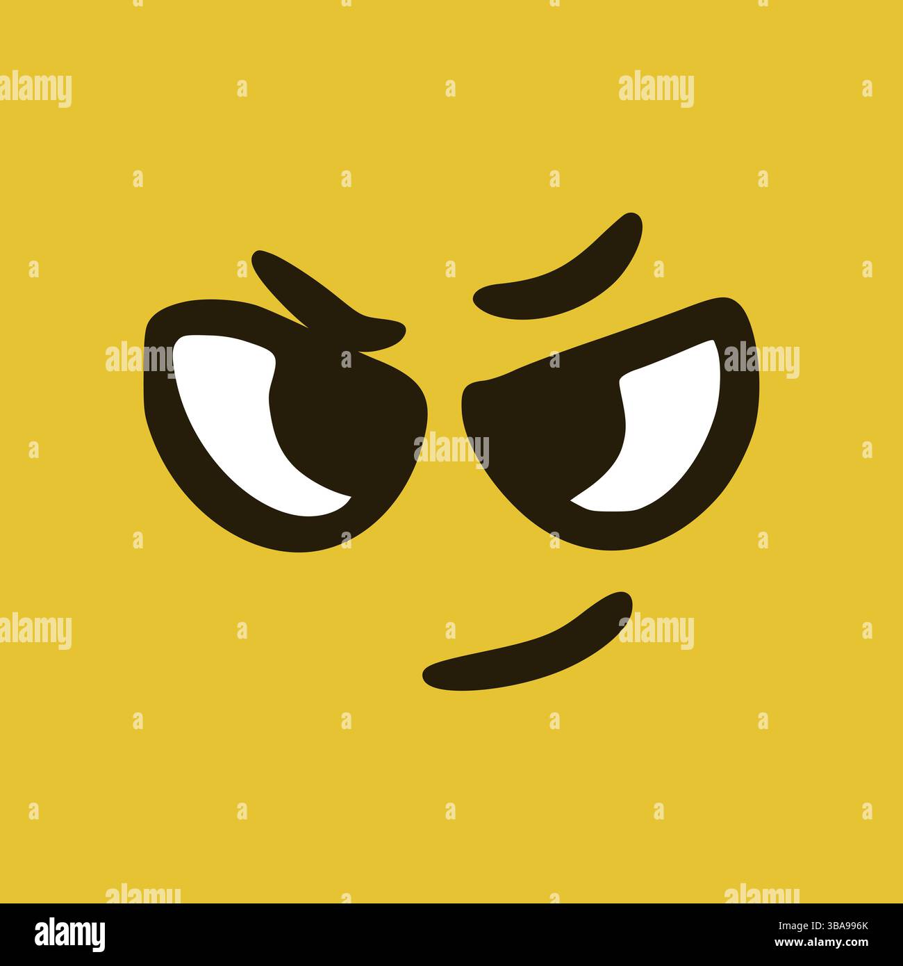 Visage en colère. Expressions faciales de dessins animés. Doodle personnages bouche et yeux illustration Banque D'Images