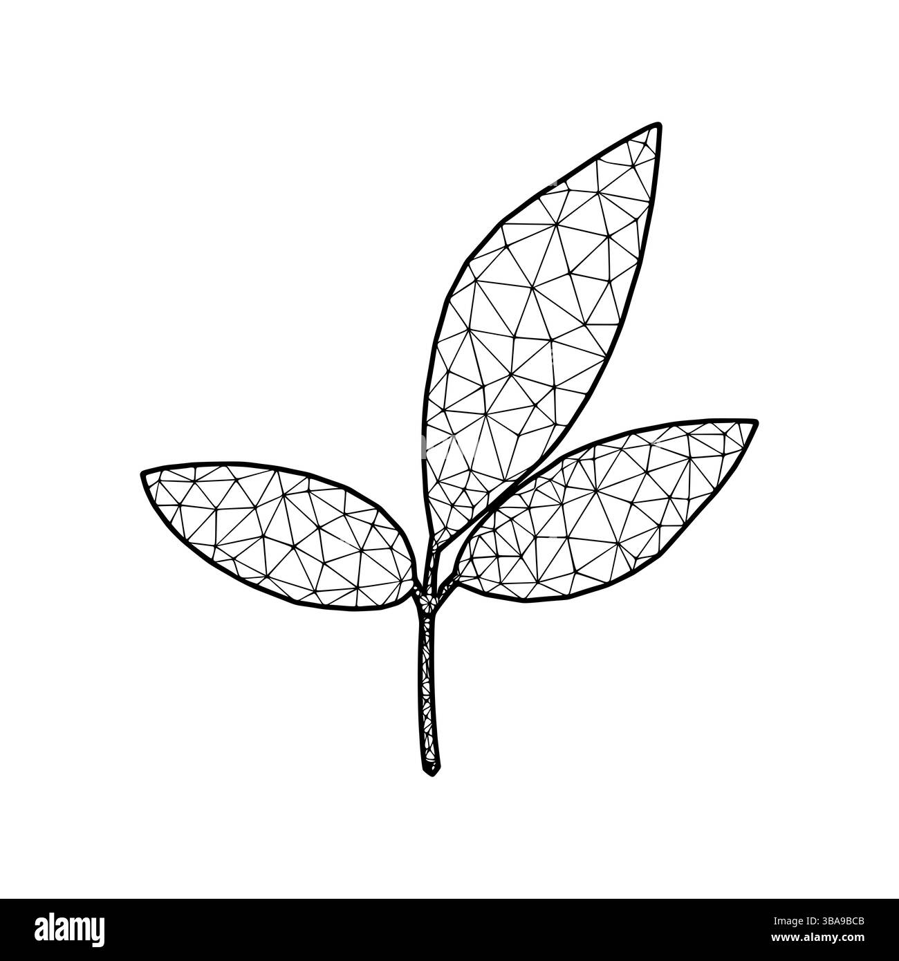 Illustration vectorielle de feuilles ou de branches de style polygonal, isolée sur fond blanc Banque D'Images