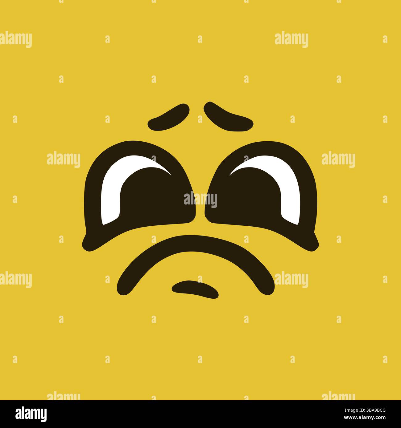 Visage triste. Expressions faciales de dessins animés. Doodle personnages bouche et yeux illustration Banque D'Images