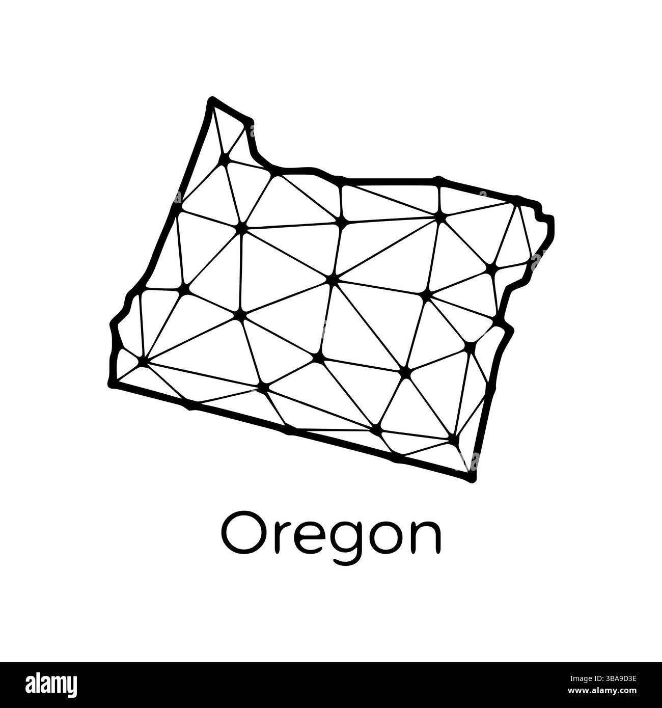 Oregon Zustand Karte polygonale Abbildung aus Linien und Punkten, isoliert auf weissem Hintergrund. Design Low poly de l'État AMÉRICAIN Banque D'Images