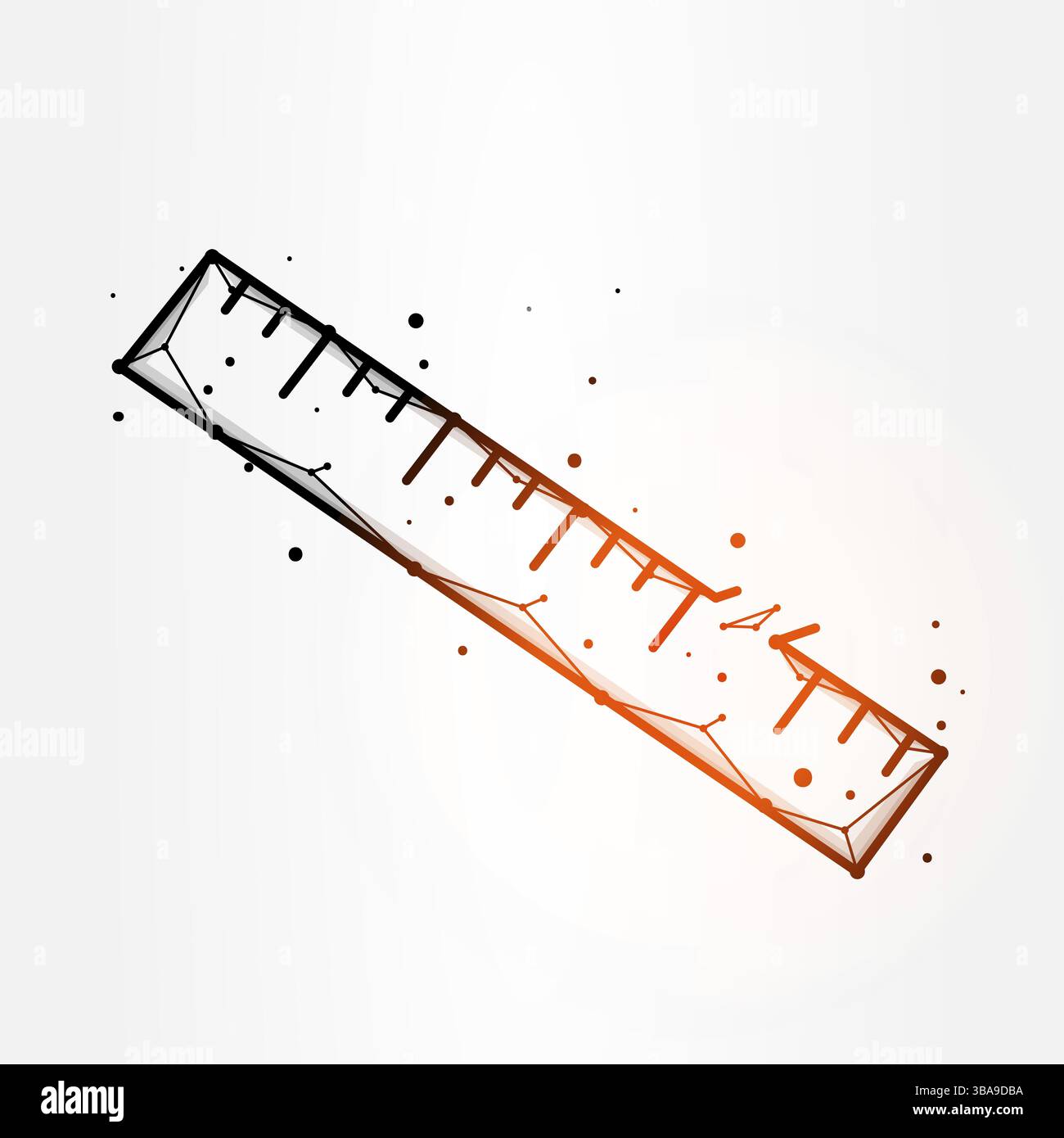 Illustration vectorielle polygonale de règle isolée sur fond blanc Banque D'Images