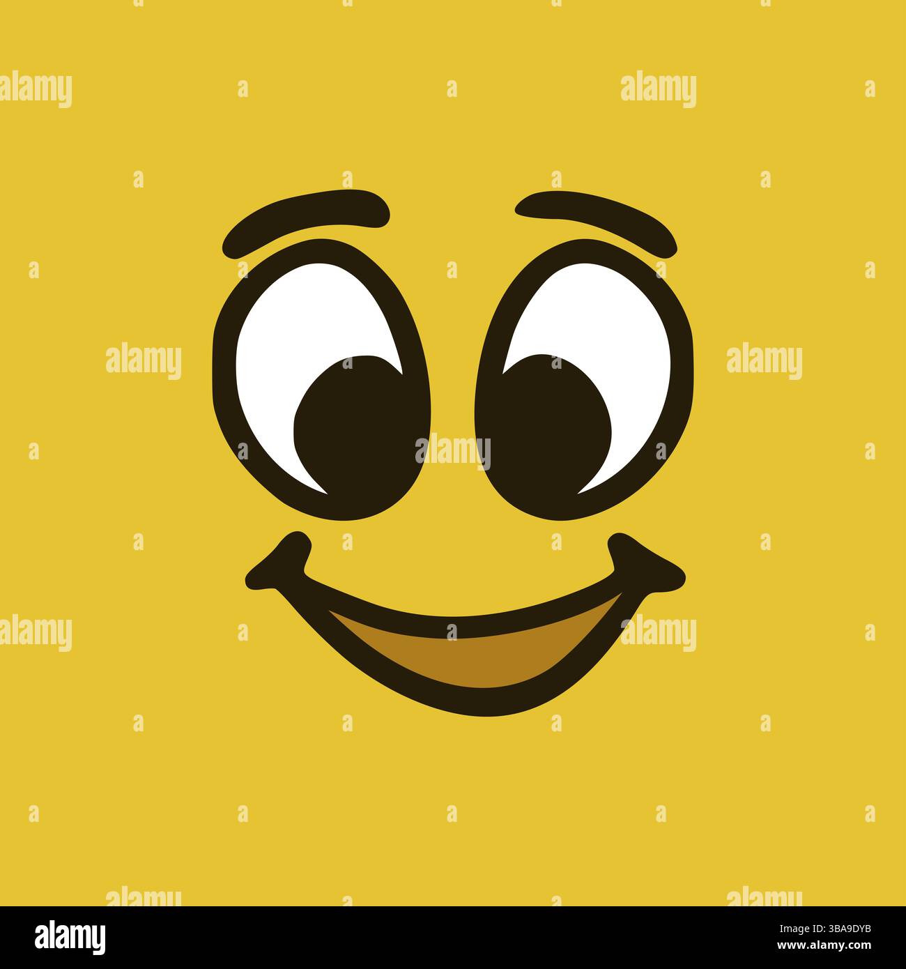 Visage heureux. Expressions faciales de dessins animés. Doodle personnages bouche et yeux illustration Banque D'Images