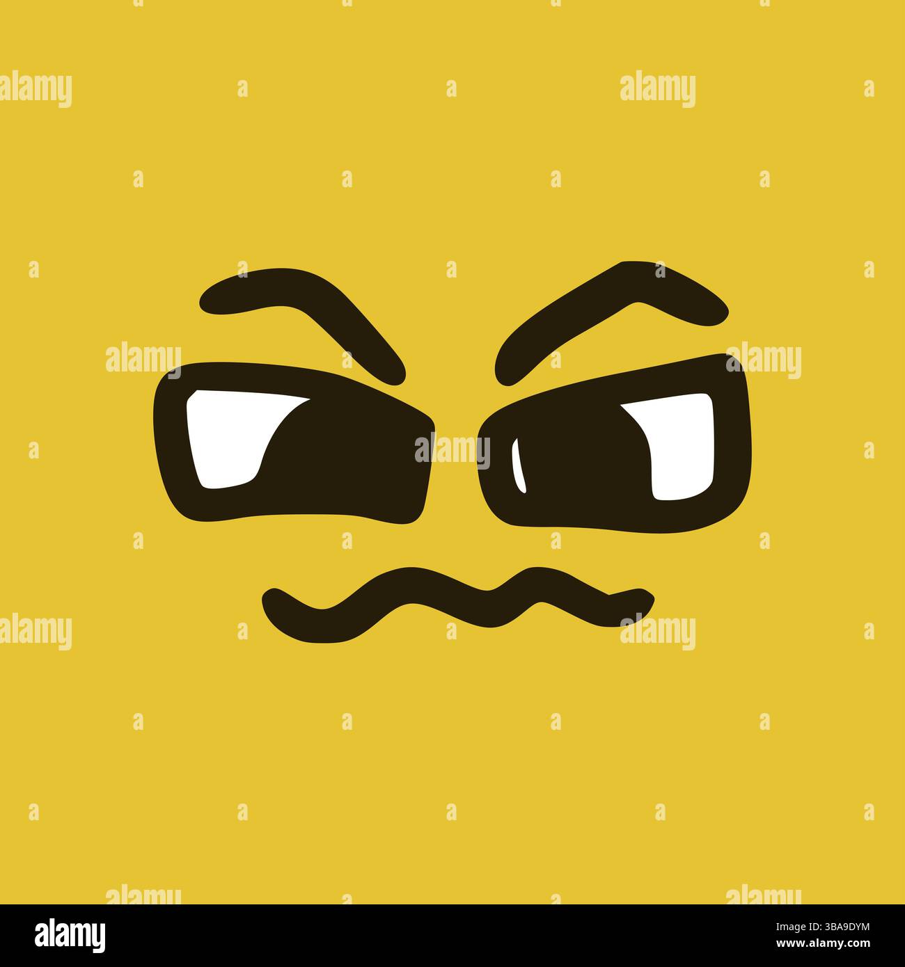 Visage en colère. Expressions faciales de dessins animés. Doodle personnages bouche et yeux illustration Banque D'Images