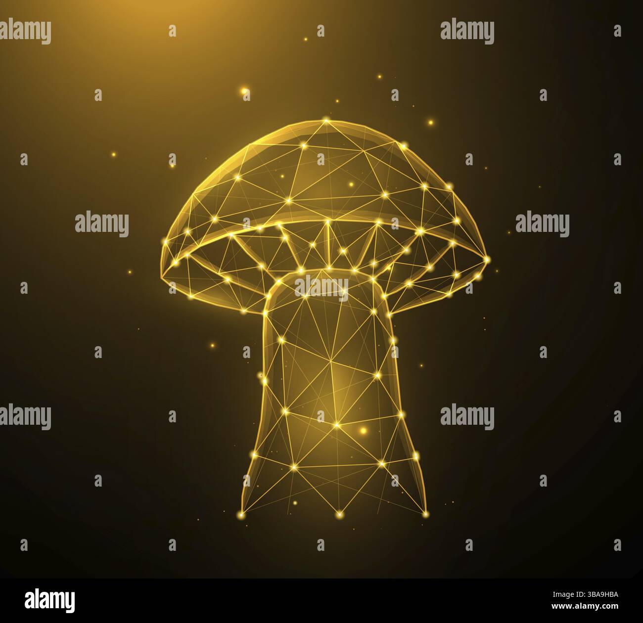 Illustration vectorielle de champignon polygonal isolée sur fond sombre Banque D'Images