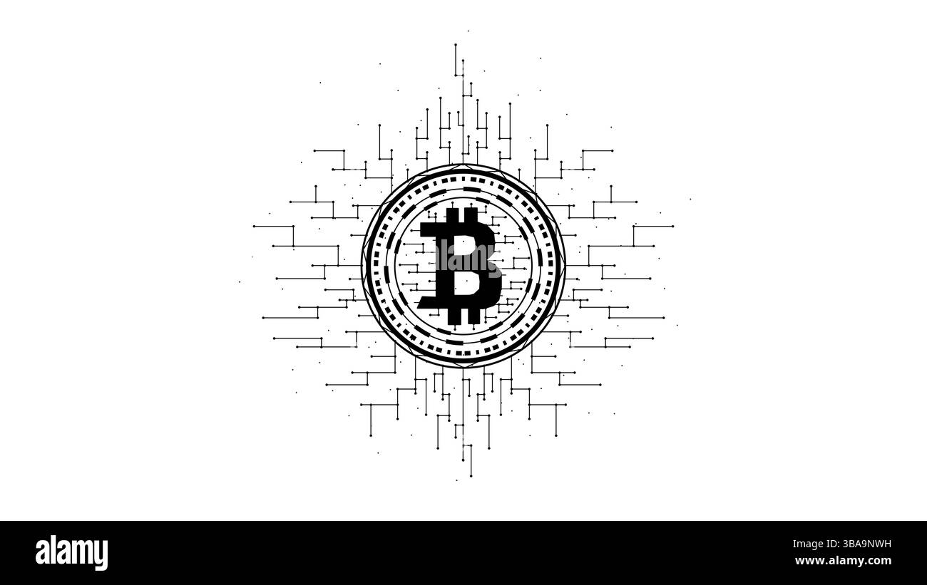 Illustration vectorielle polygonale Bitcoin sur fond blanc.Conception à faible teneur en poly de crypto-monnaie Banque D'Images