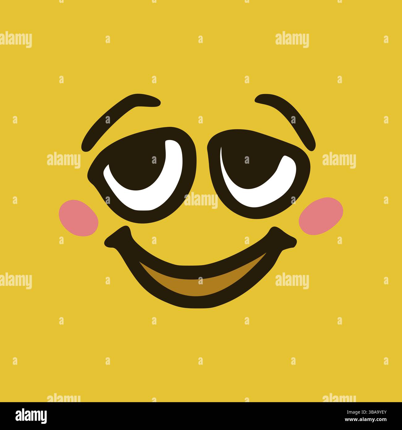 Mignon visage heureux. Expressions faciales de dessins animés. Doodle personnages bouche et yeux illustration Banque D'Images