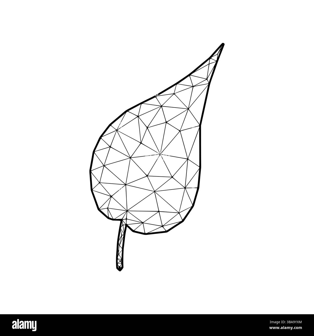 Illustration du vecteur de feuille en style polygonal, isolée sur fond blanc Banque D'Images