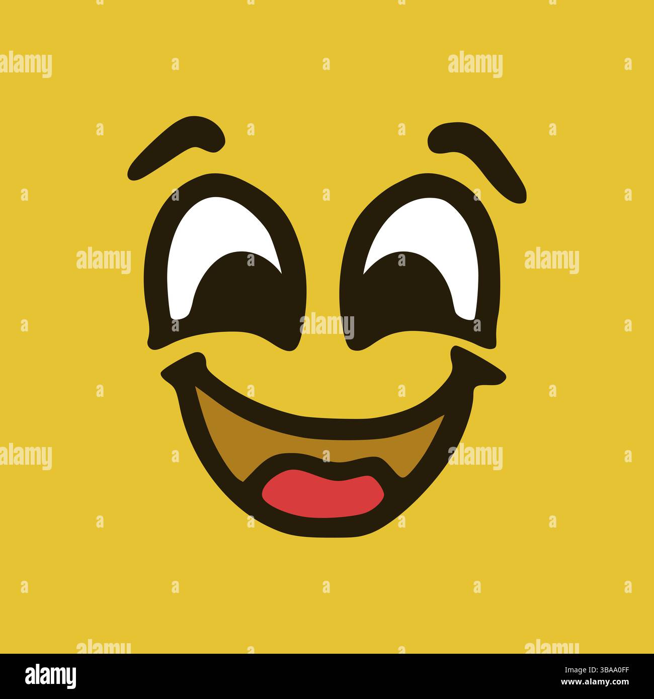 Visage heureux. Expressions faciales de dessins animés. Doodle personnages bouche et yeux illustration Banque D'Images