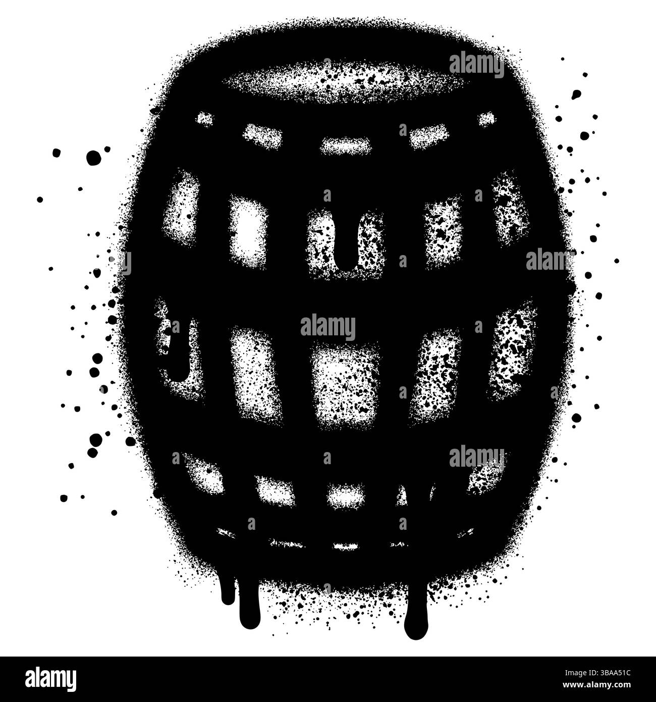 tonneau en bois dans le style graffiti urbain avec peinture noire en aérosol. illustration vectorielle. Illustration de Vecteur