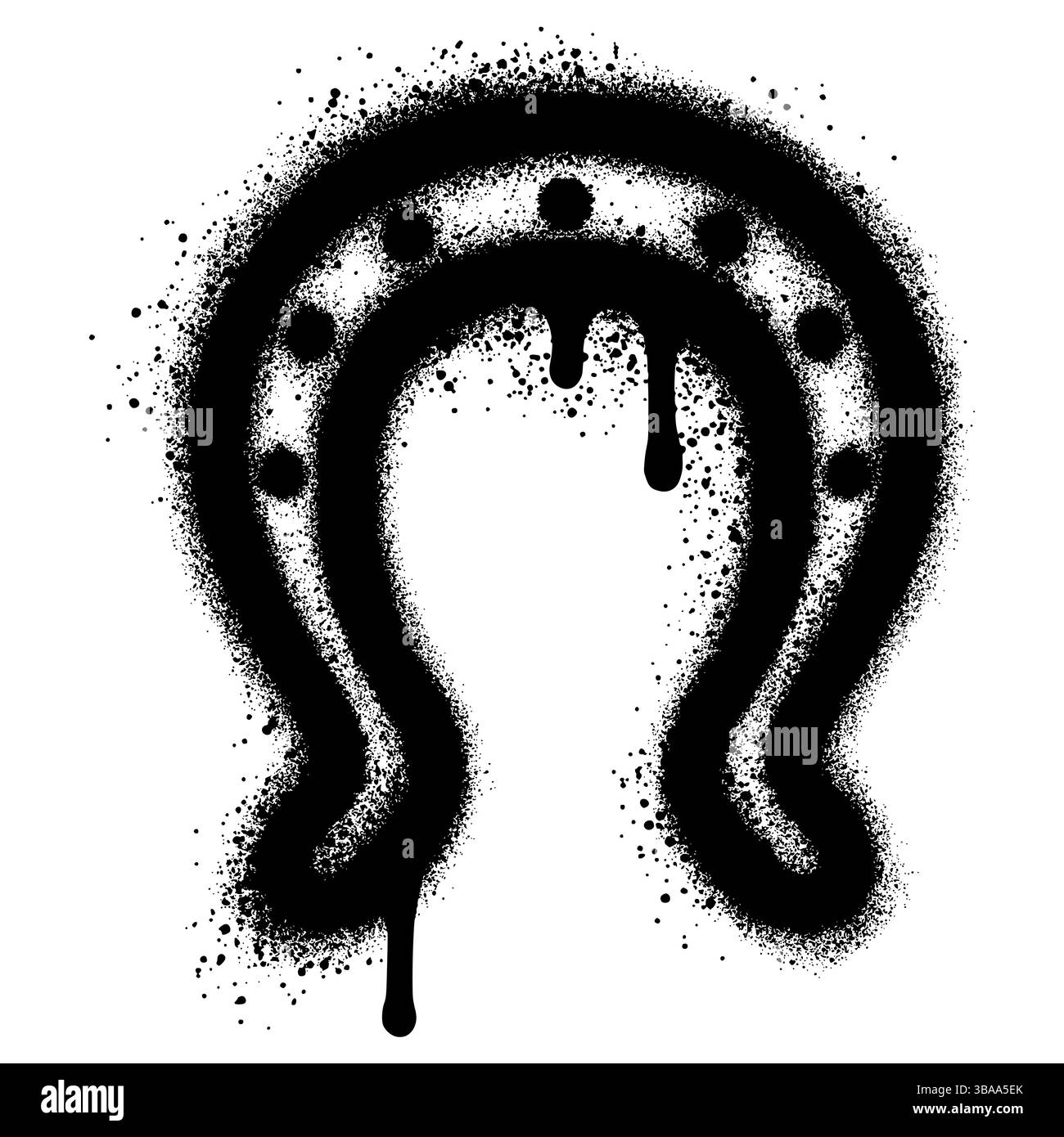 Icône de fer à cheval Graffiti peint au pistolet isolé avec un fond blanc. Illustration de Vecteur