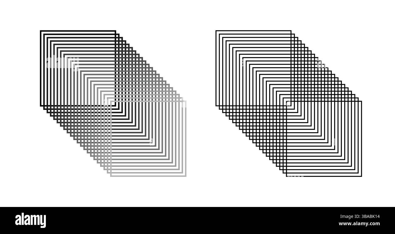 Tunnel carré de mélange d'échelles de gris 3D filaire, conception géométrique. Grille de perspective abstraite. Illustration de modèle vectoriel. Illustration de Vecteur