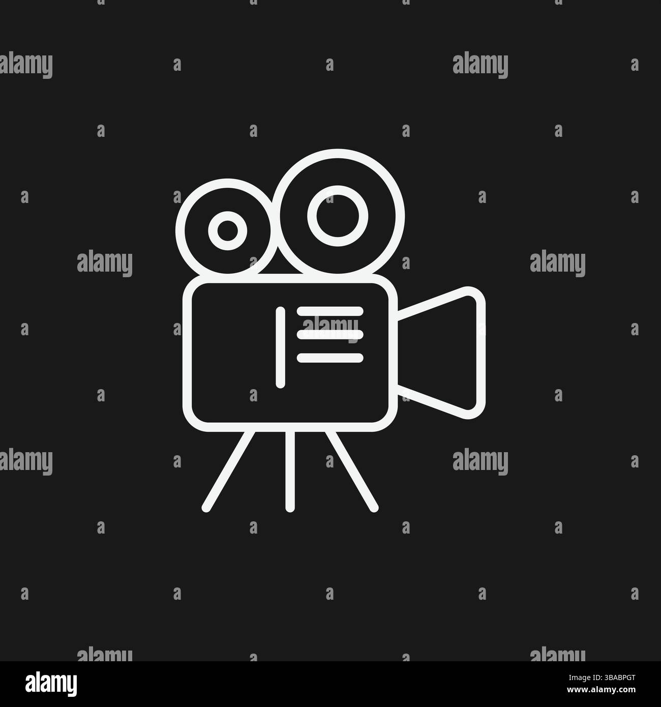 Icône Movie Clapperboard White Outline sur fond noir pour la production cinématographique et l'action cinématographique Illustration de Vecteur