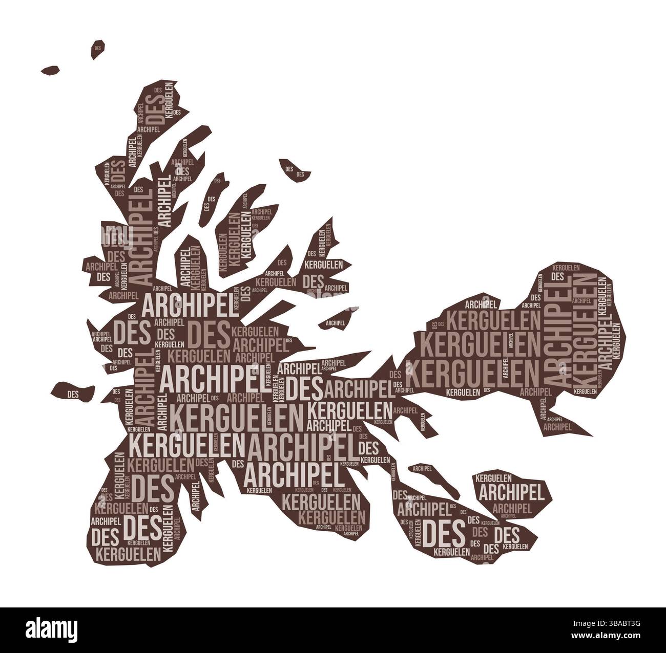 Forme des terres australes et antarctiques françaises. Nuage de mots de pays avec division de région. Illustration colorée des terres australes et antarctiques françaises. Illustration de Vecteur