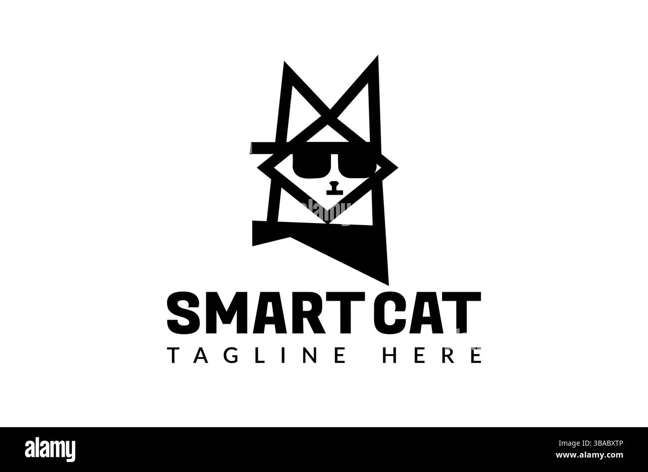 Design moderne élégant Smart Cat logo, cool chat portant le logo de lunettes de soleil, logo pour animaux de compagnie, chat chat est un animal adorable sur le monde, symbole d'icône de vecteur de chat Illustration de Vecteur