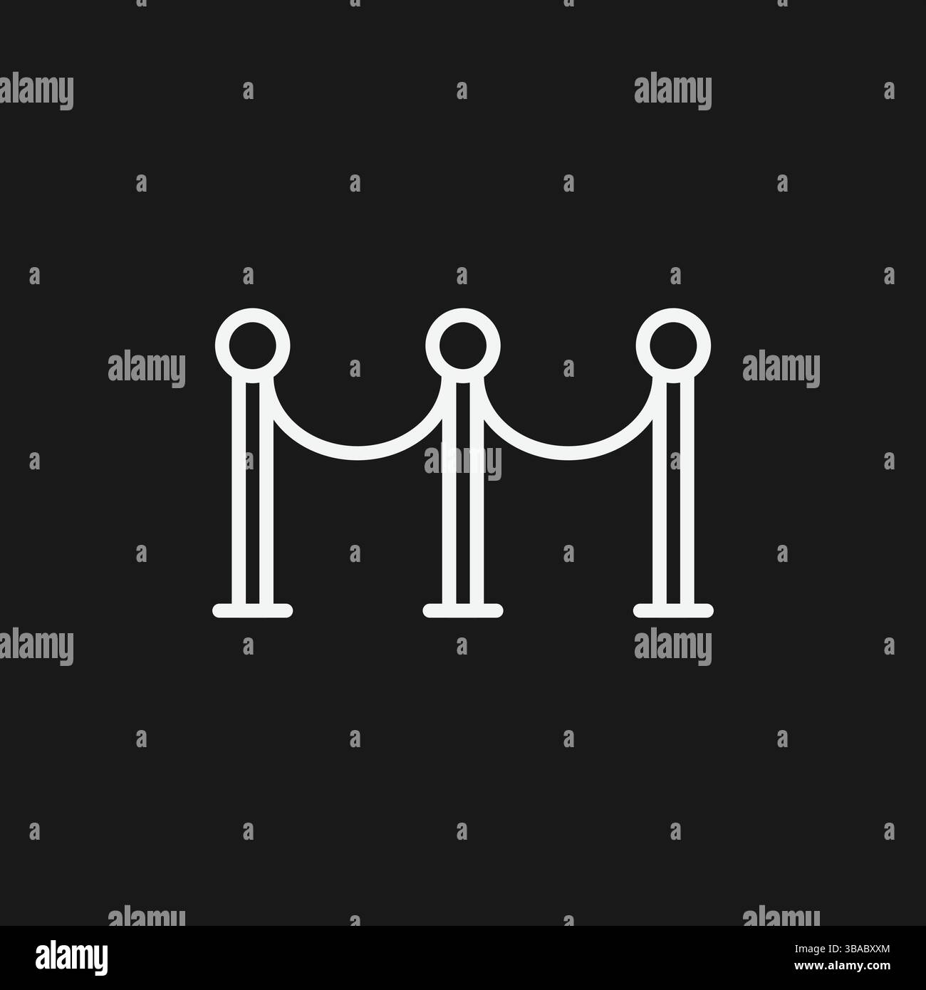 Barrière de corde sur fond noir contrôle de foule, sécurité et symbole d'événement Illustration de Vecteur