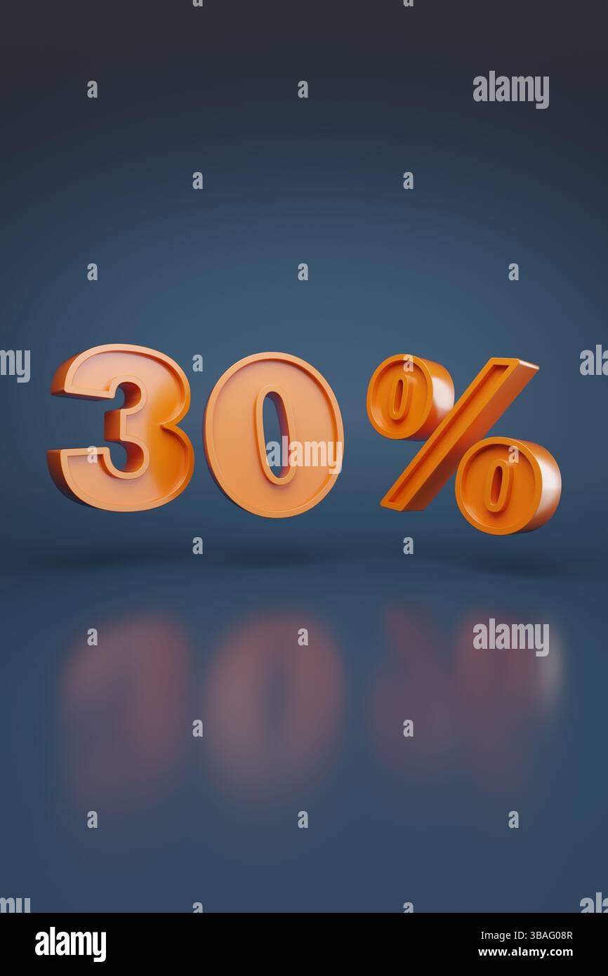 30% en trois dimensions. Illustration 3D. Banque D'Images