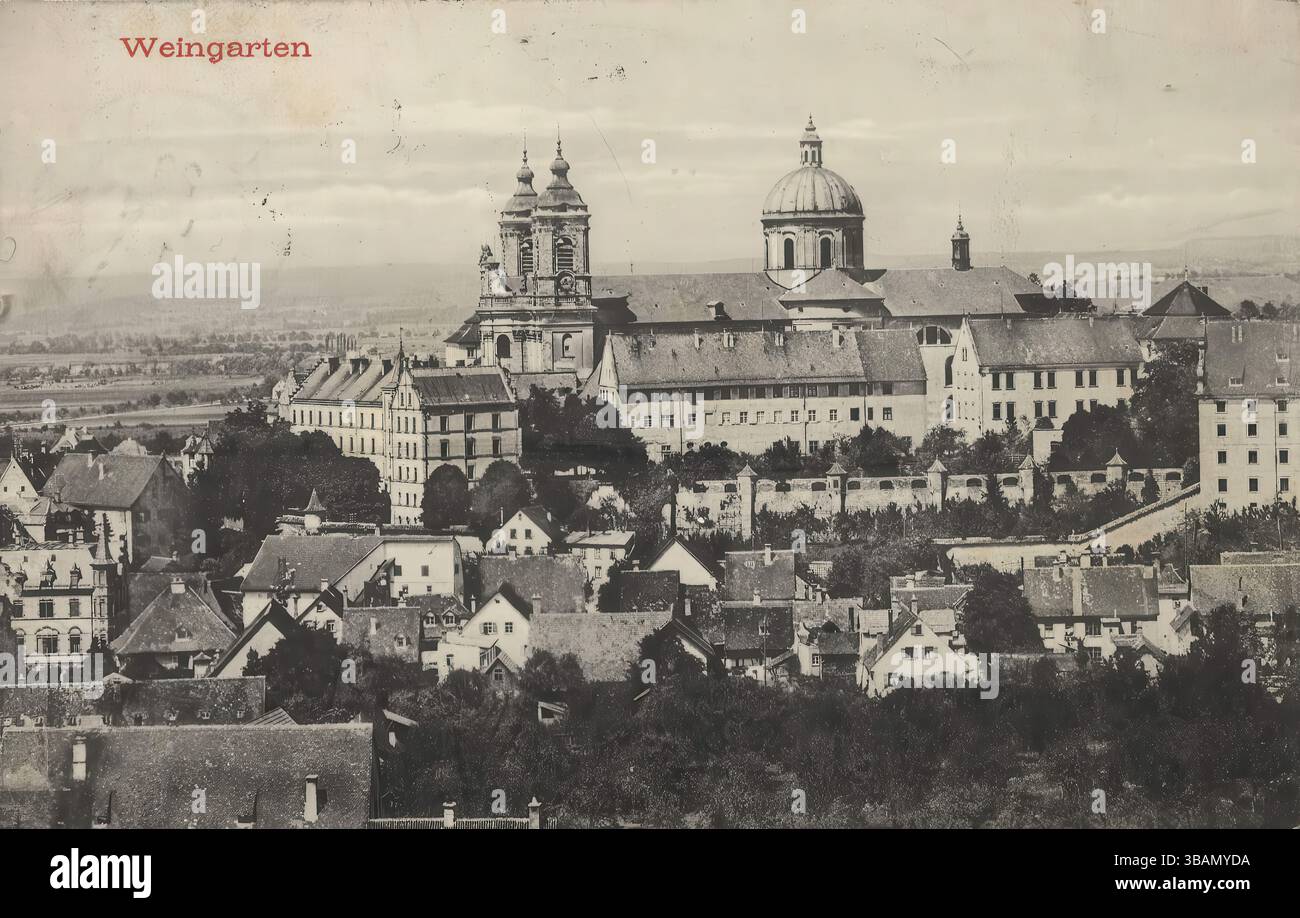 Carte postale historique, carte postale photo, Weingarten, Bade-Württemberg, Allemagne, reproduction améliorée numériquement d'un original d'environ 1900, carte postale Banque D'Images