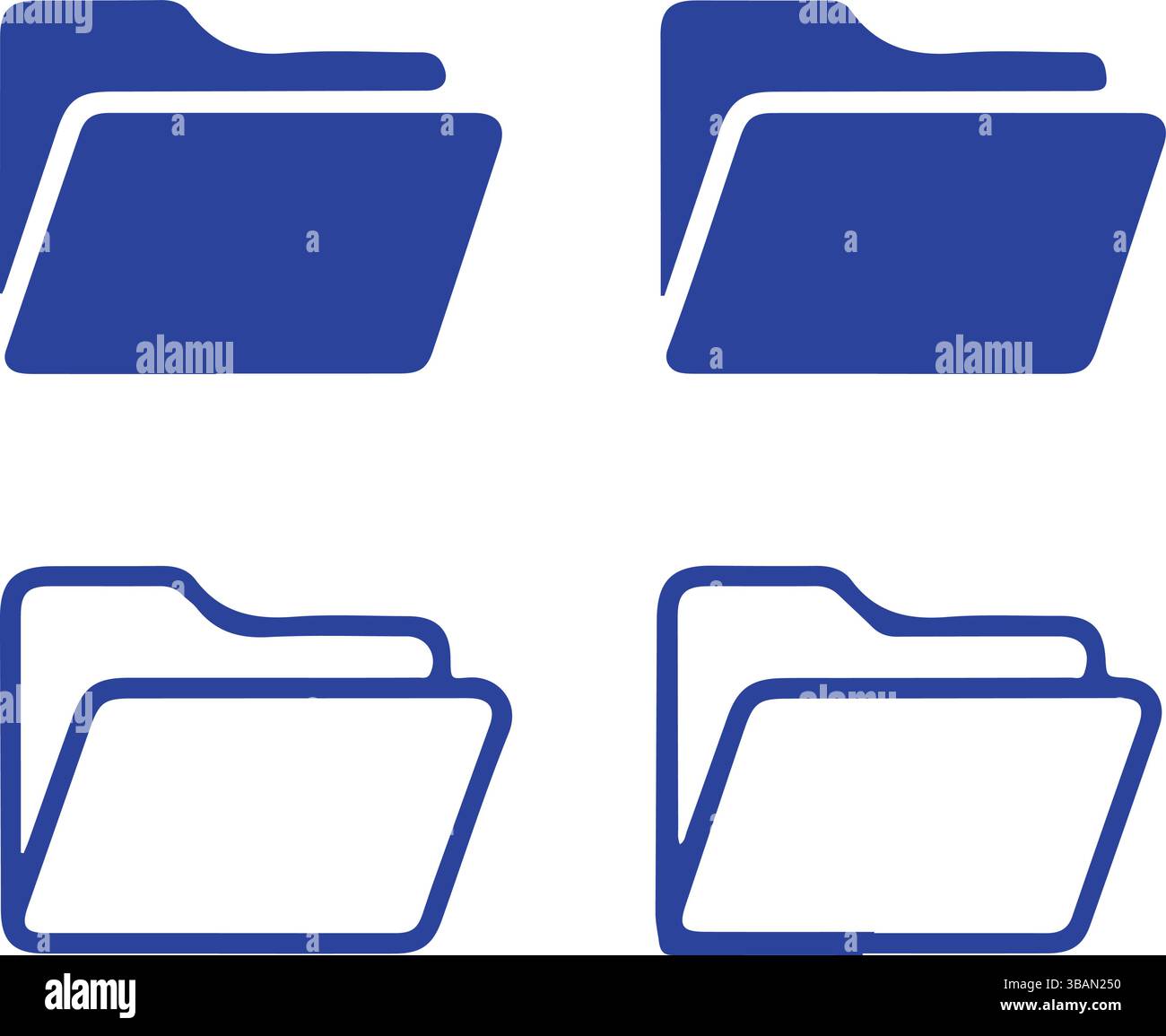 Jeu de vecteurs bleu d'icône de dossier ouvert Illustration de Vecteur