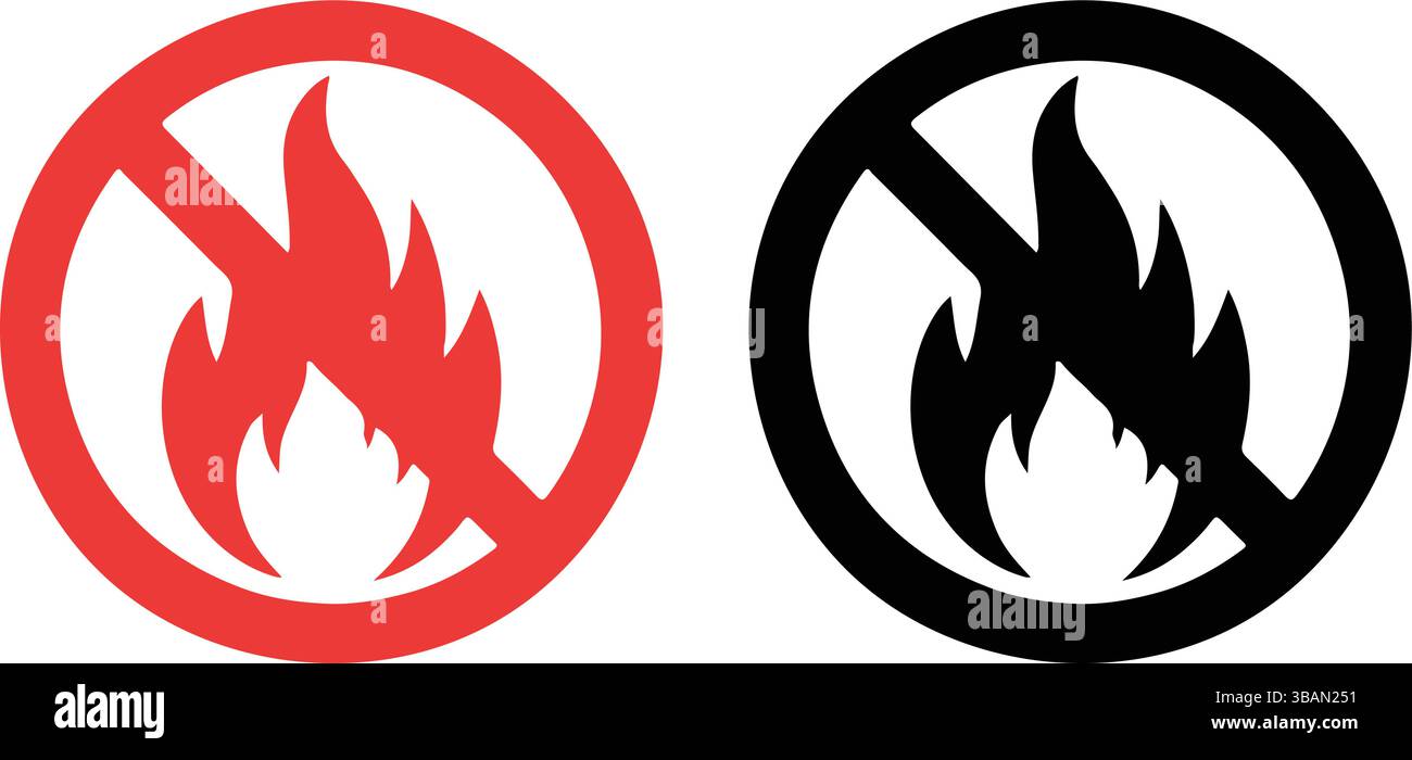 Panneaux d'interdiction de flamme nue rouge noir Illustration de Vecteur