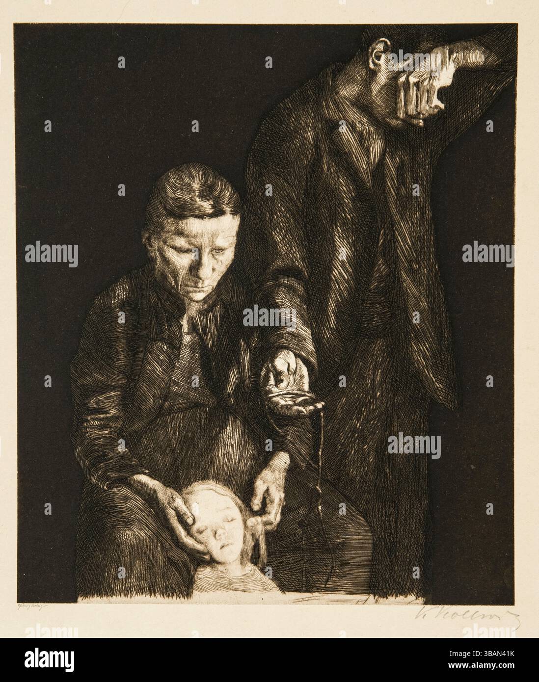 Käthe Kollwitz, The Downtrodden, gravure, 1920 Banque D'Images