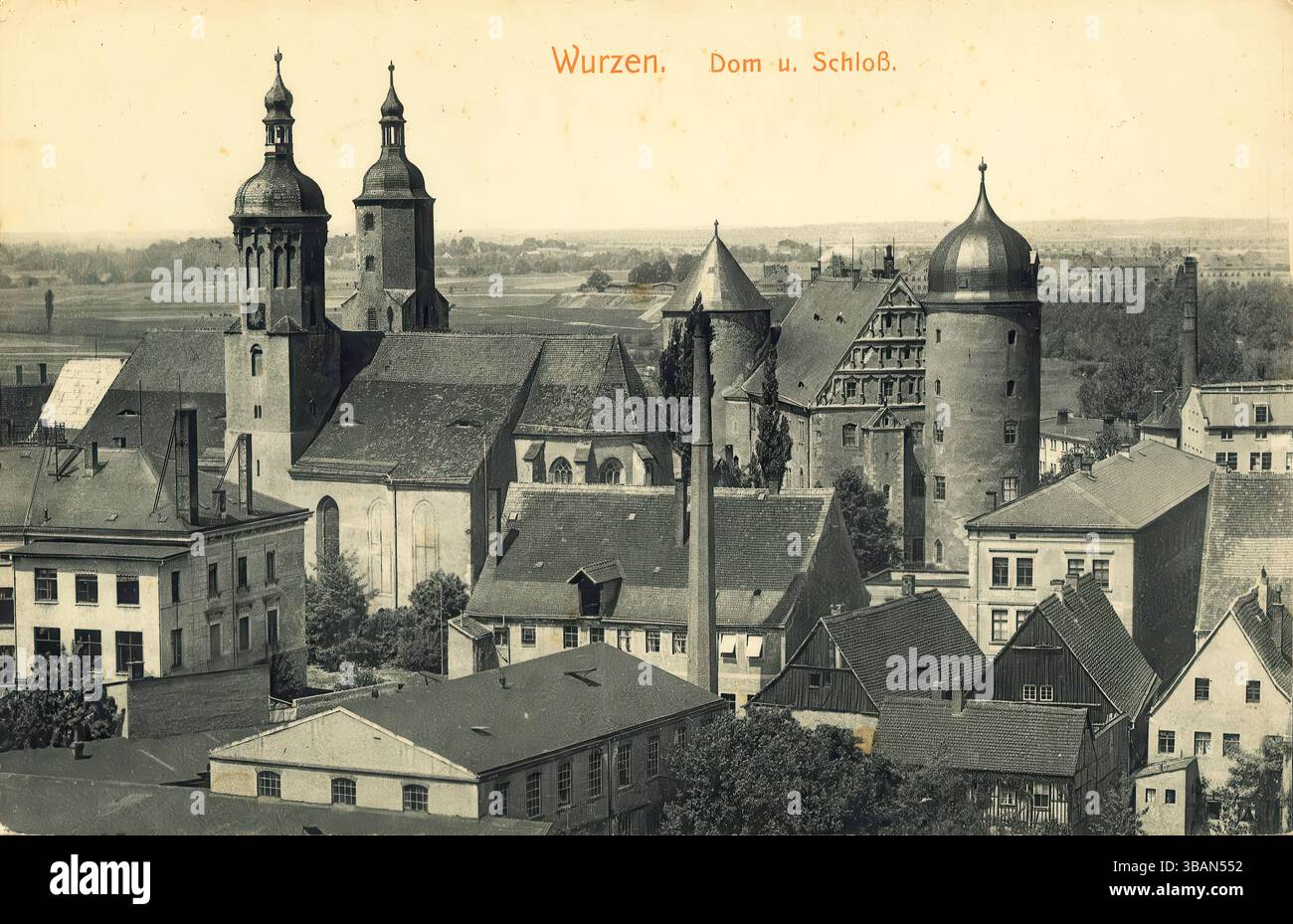 Carte postale historique, carte postale photo, cathédrale et château à Wurzen, Saxe, Allemagne, reproduction numérique améliorée d'un original d'environ 1900, carte postale photo Banque D'Images