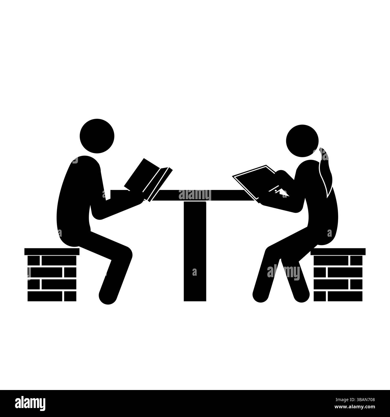 Ensemble de figures de bâton, silhouettes d'homme et de femme noir sur fond blanc. Loisirs et loisirs, illustration vectorielle plate. Illustration de Vecteur