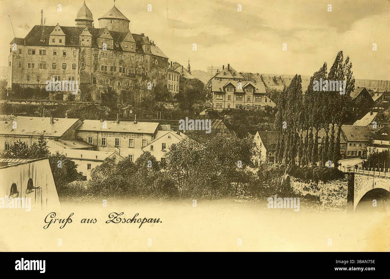 Carte postale historique, carte postale photo, Zschopau, Saxe, Allemagne, reproduction améliorée numériquement d'un original d'environ 1900, carte postale Banque D'Images