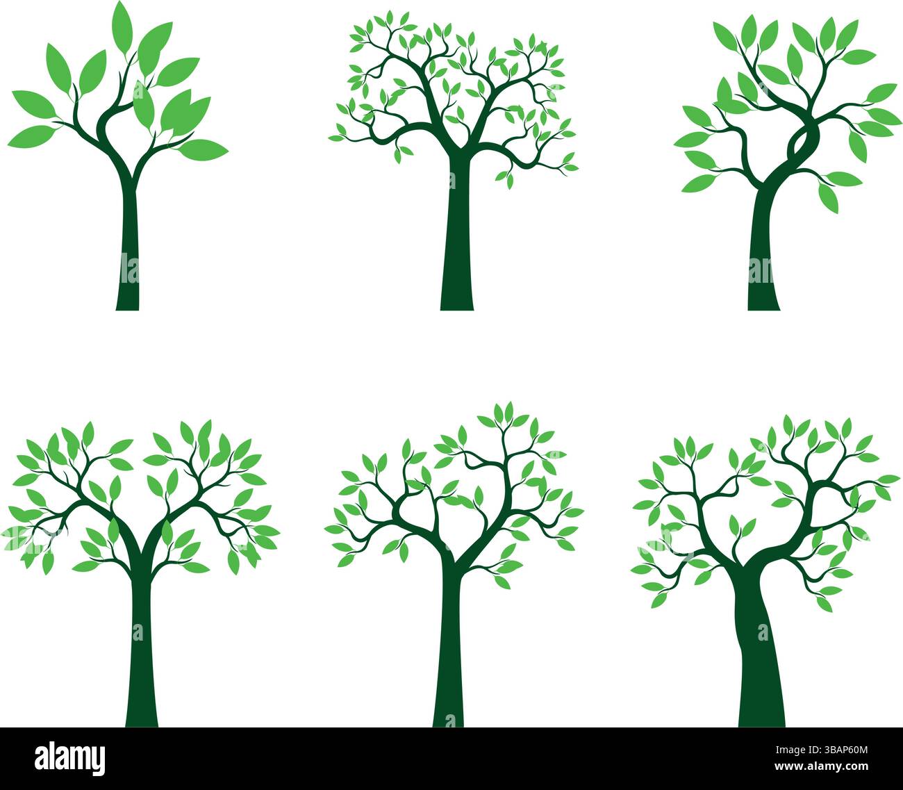 Mettez en place des arbres de printemps verts Illustration de Vecteur