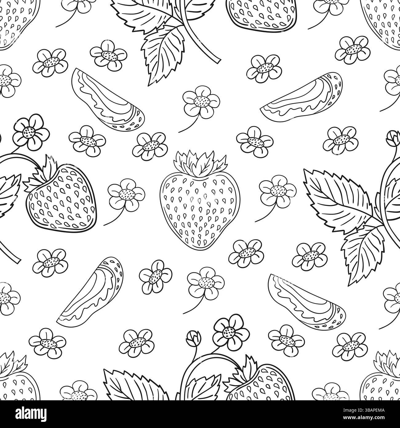 Fraise. Modèle pour textile ou cuisine. Motif de baies monochromes dans le style de dessin à la main. Imprimer pour la conception, textile, tissu, papier peint, papier d'emballage, Illustration de Vecteur