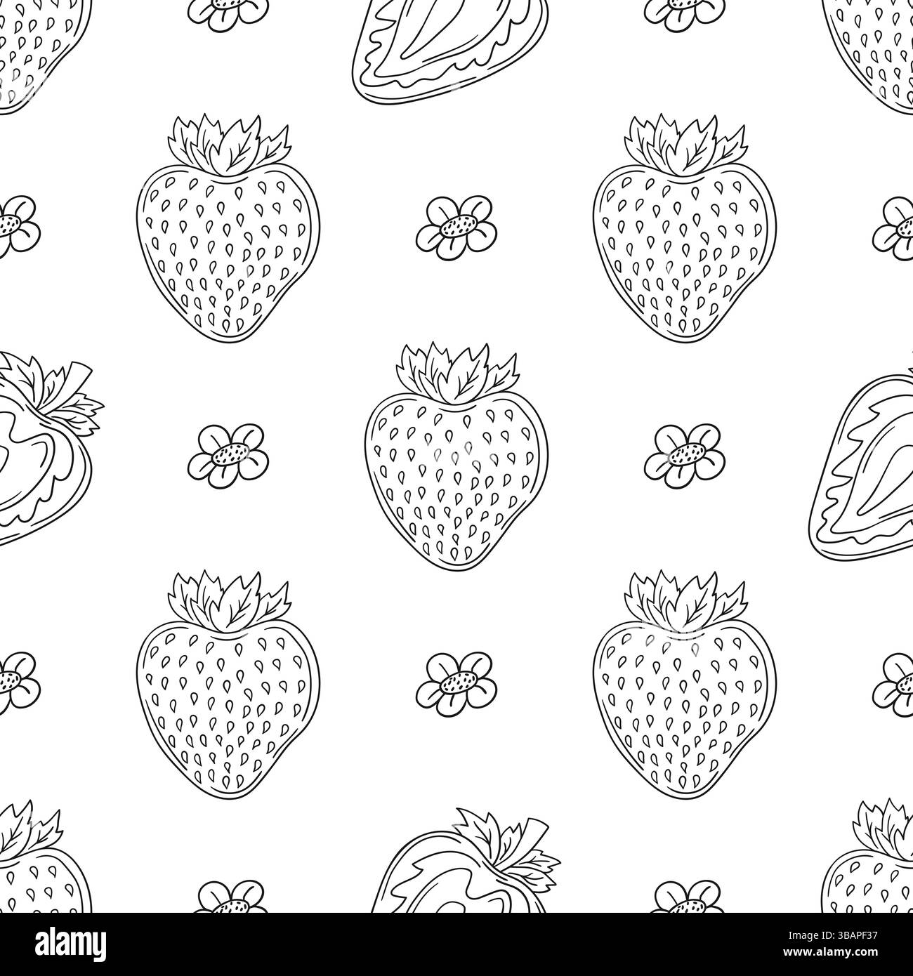 Fraise. Modèle pour textile ou cuisine. Motif de baies monochromes dans le style de dessin à la main. Imprimer Illustration de Vecteur