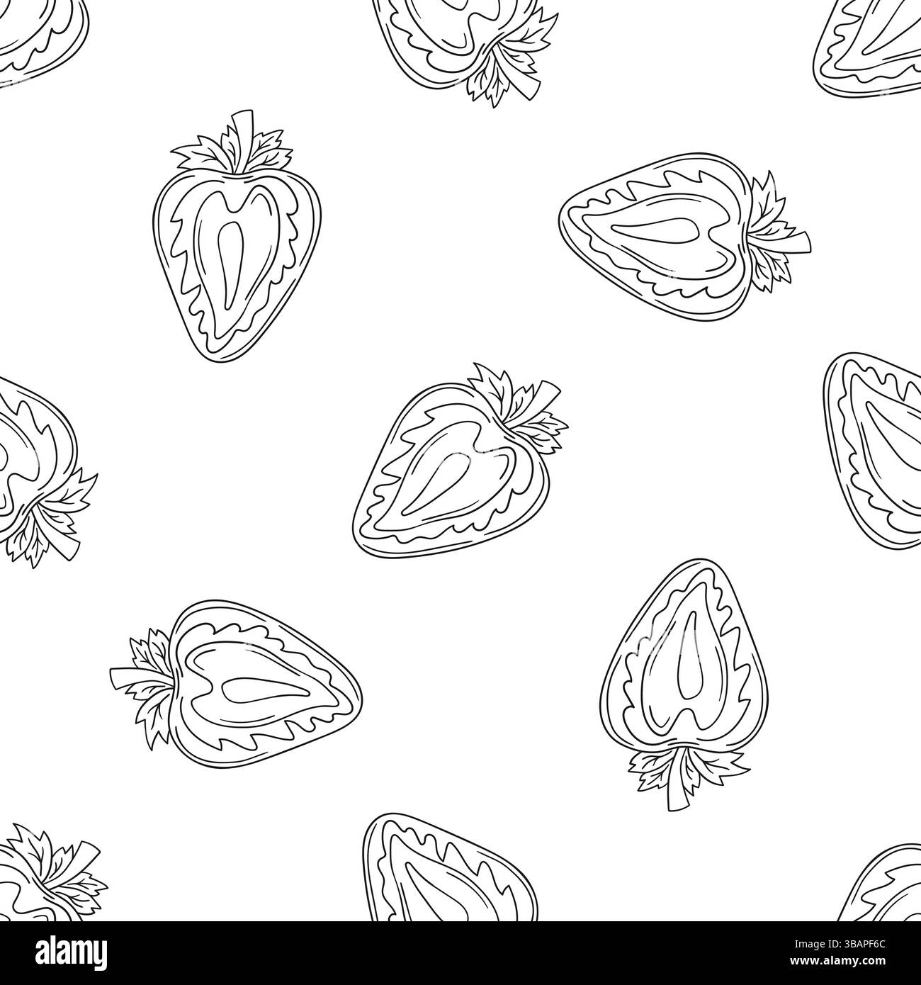 Fraise. Modèle pour textile ou cuisine dans le style dessiné à la main. Motif baie monochrome. Imprimer pour design, textile, tissu Illustration de Vecteur