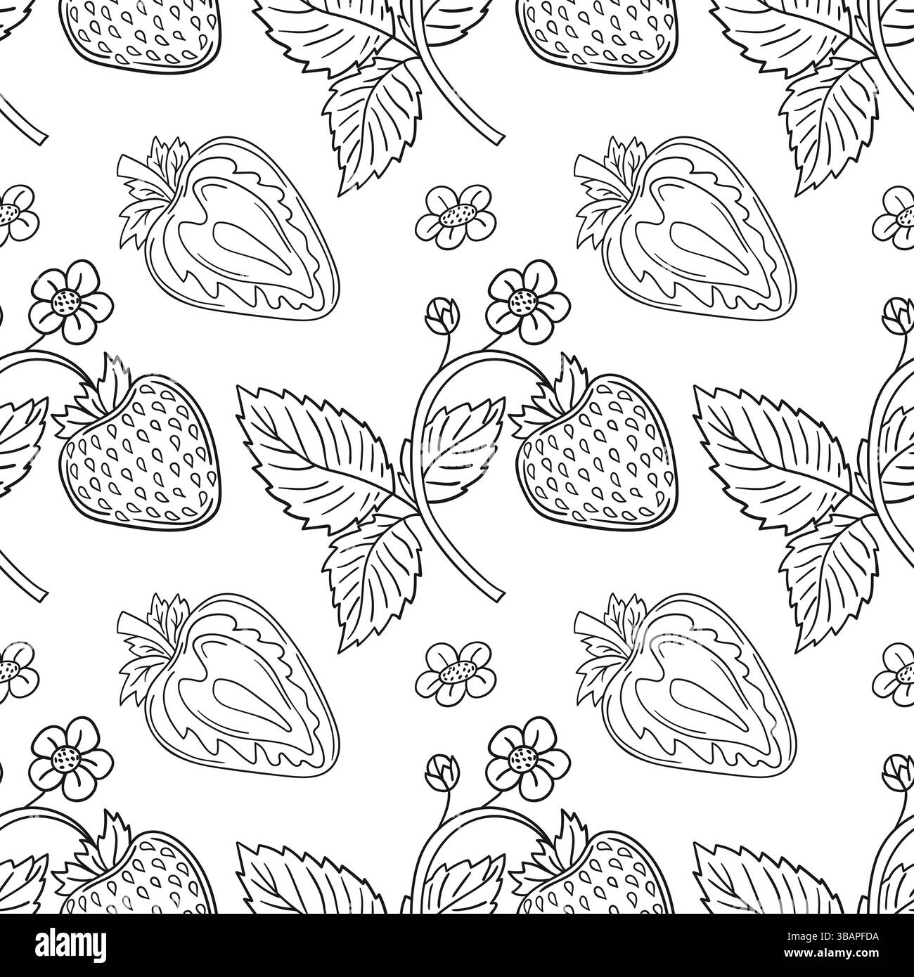 Fraise. Modèle pour textile ou cuisine. Motif de baies monochromes dans le style de dessin à la main. Imprimez pour la conception Illustration de Vecteur