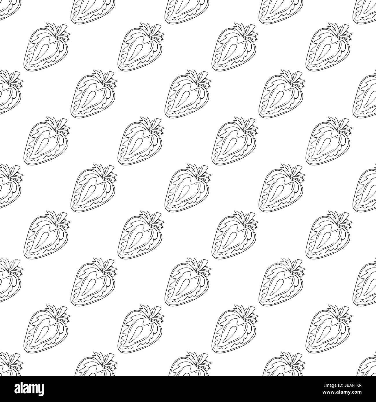 Fraise. Modèle pour textile ou cuisine dans le style dessiné à la main. Motif baie monochrome. Imprimer Illustration de Vecteur