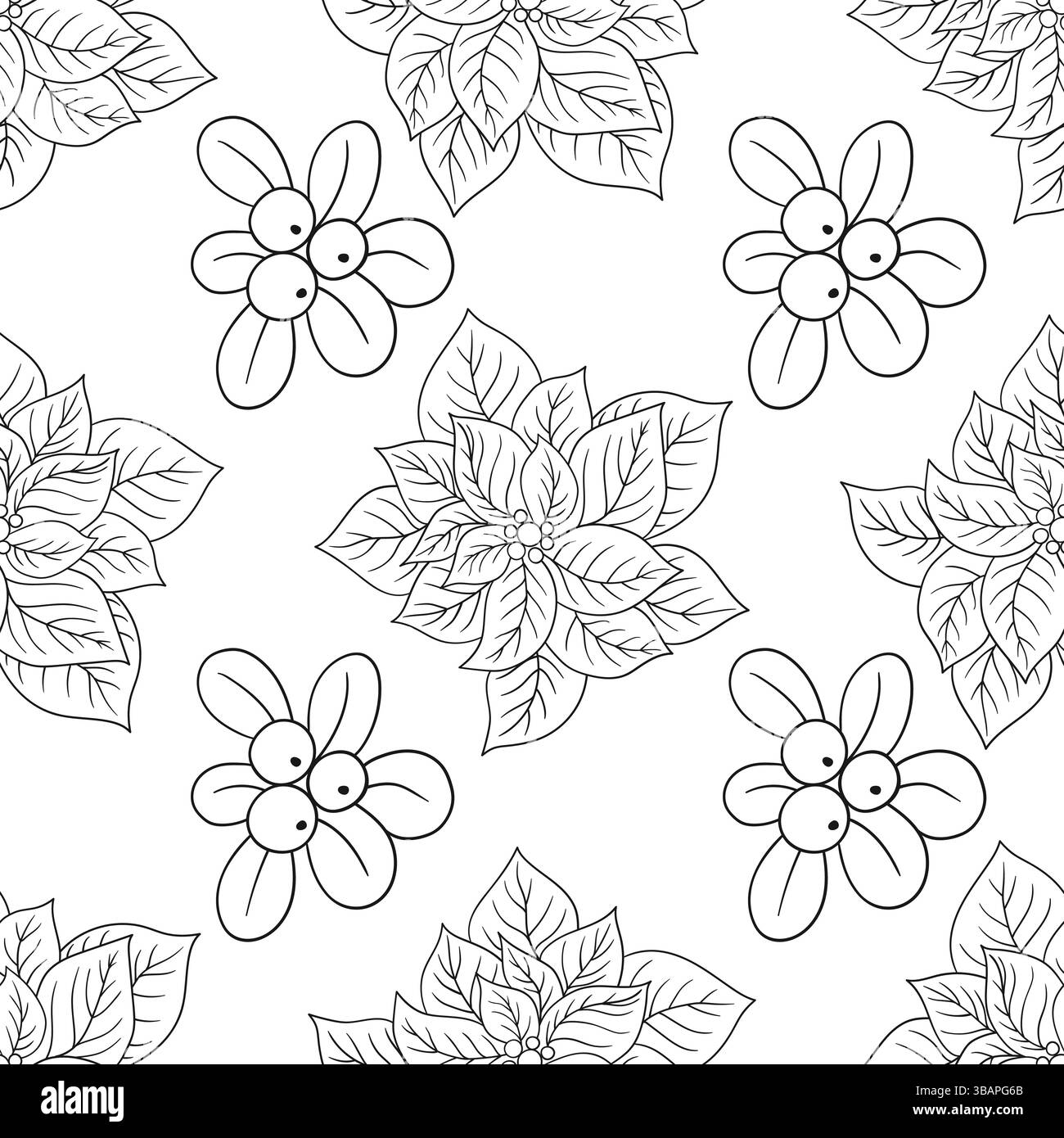 Motif de Noël monochrome dans le style dessiné à la main. Poissentia. Modèle pour textile ou cuisine. Imprimer pour la conception, textile, tissu, papier peint, emballage Illustration de Vecteur