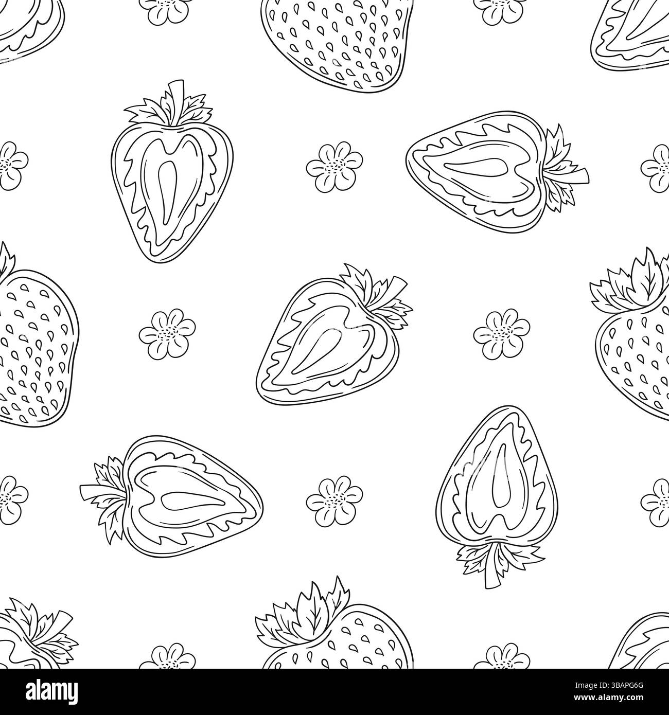 Fraise. Modèle pour textile ou cuisine dans le style dessiné à la main. Motif baie monochrome. Imprimer pour le design, textile Illustration de Vecteur