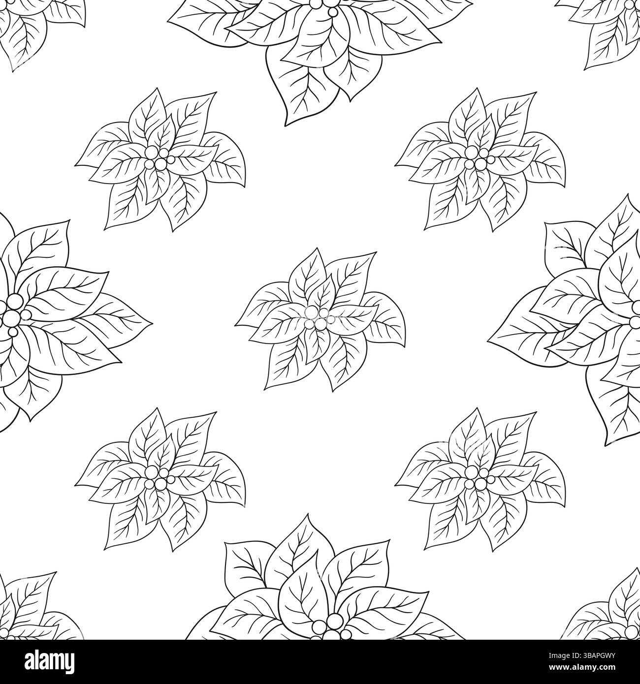 Motif de Noël monochrome. Modèle pour textile ou cuisine dans le style dessiné à la main. Poissentia. Imprimer pour la conception, textile, tissu, papier peint, emballage PA Illustration de Vecteur