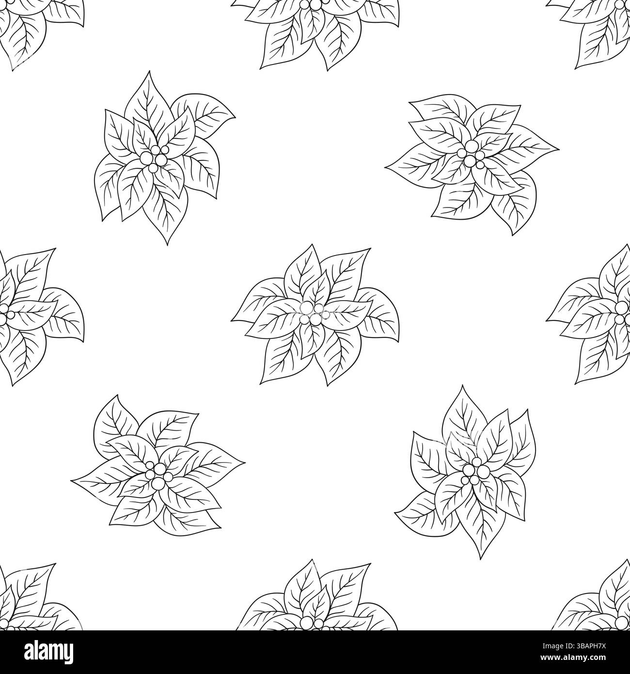 Motif de Noël monochrome. Modèle pour textile ou cuisine dans le style dessiné à la main. Poissentia. Imprimer pour le design, textile Illustration de Vecteur
