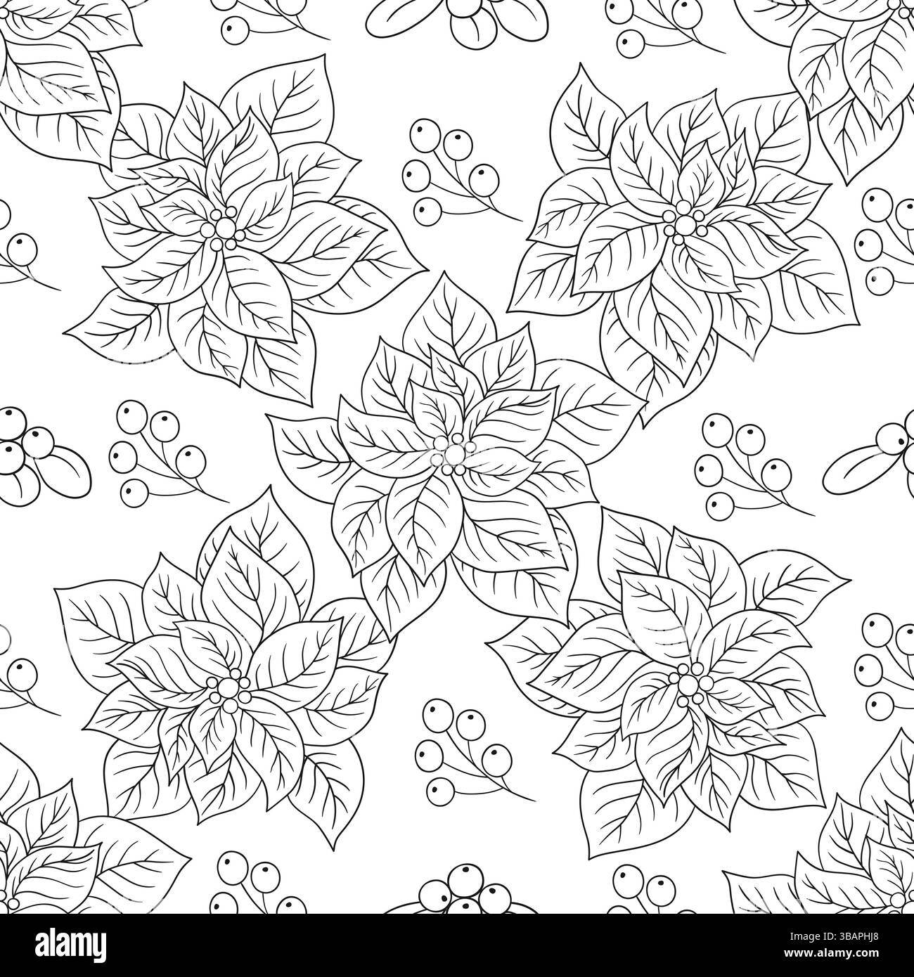 Motif de Noël monochrome dans le style dessiné à la main. Poissentia. Modèle pour textile ou cuisine. Imprimez pour la conception Illustration de Vecteur