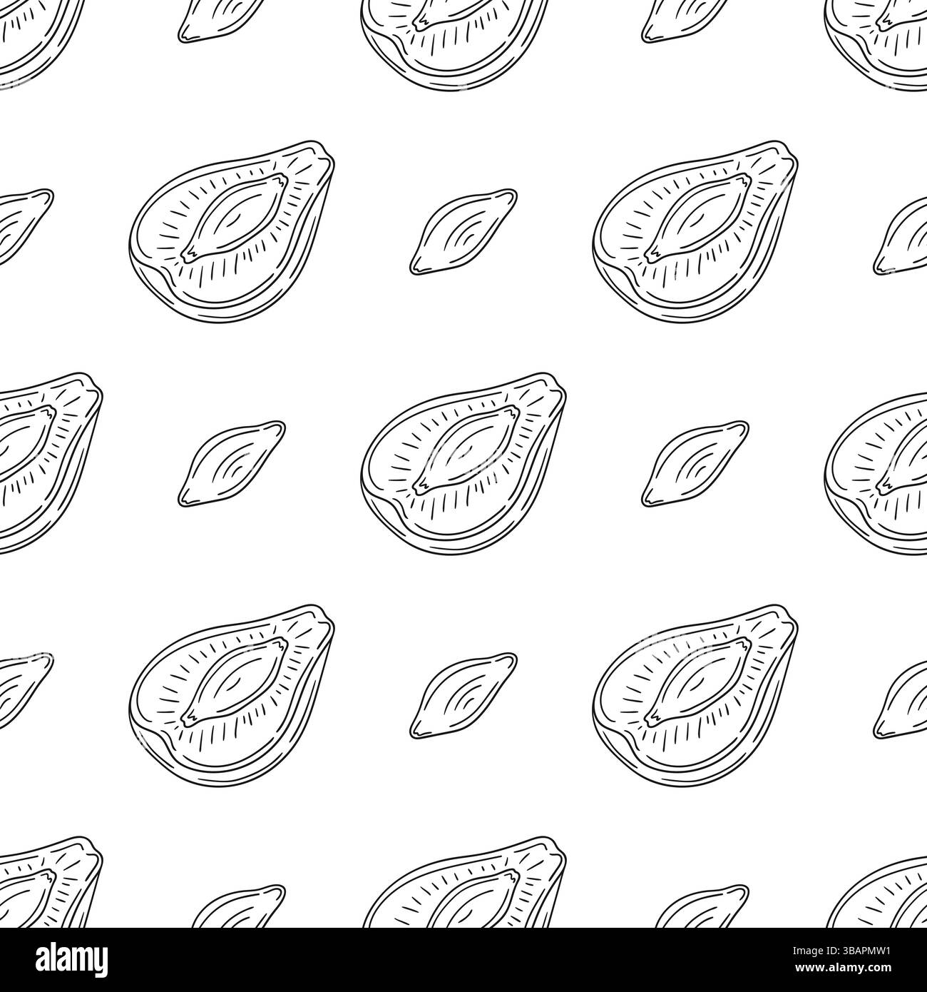 Modèle pour textile ou cuisine dans le style dessiné à la main. Prune. Motif de fruits monochrome. Imprimer pour le design, textile, tissu, papier peint Illustration de Vecteur