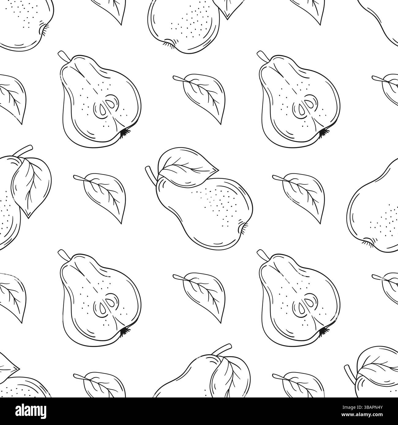 Modèle pour textile ou cuisine. Poire. Motif de fruit monochrome dans le style de dessin à la main. Imprimer pour la conception, textile, tissu, papier peint, papier d'emballage Illustration de Vecteur