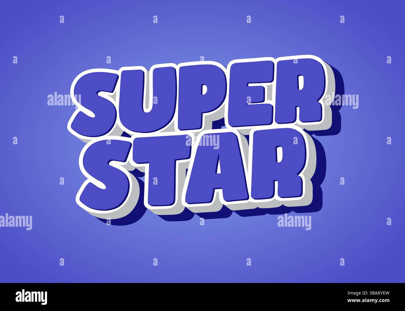 Super star. Police de dessin animé amusante avec fond bleu et effet d'ombre superposé Illustration de Vecteur
