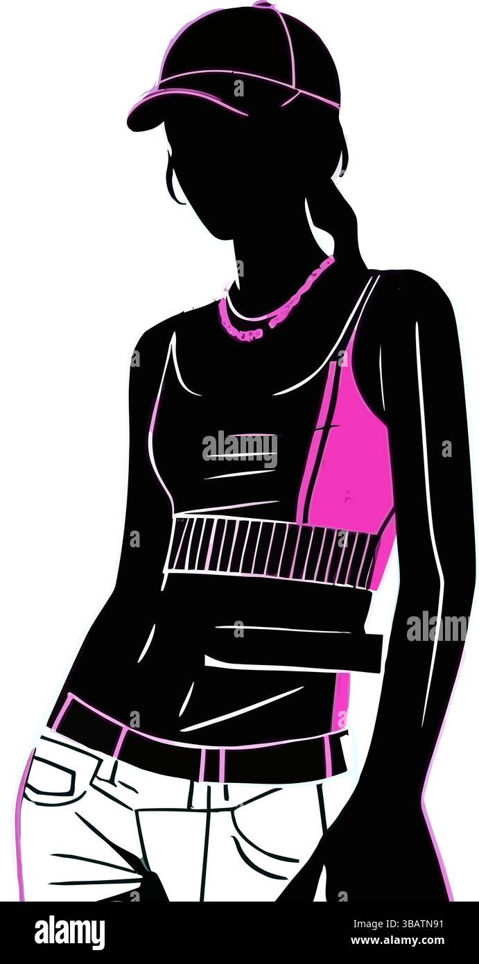 Urban Youth culture vibrant Rose & Black Silhouette Poster Design Illustration de Vecteur