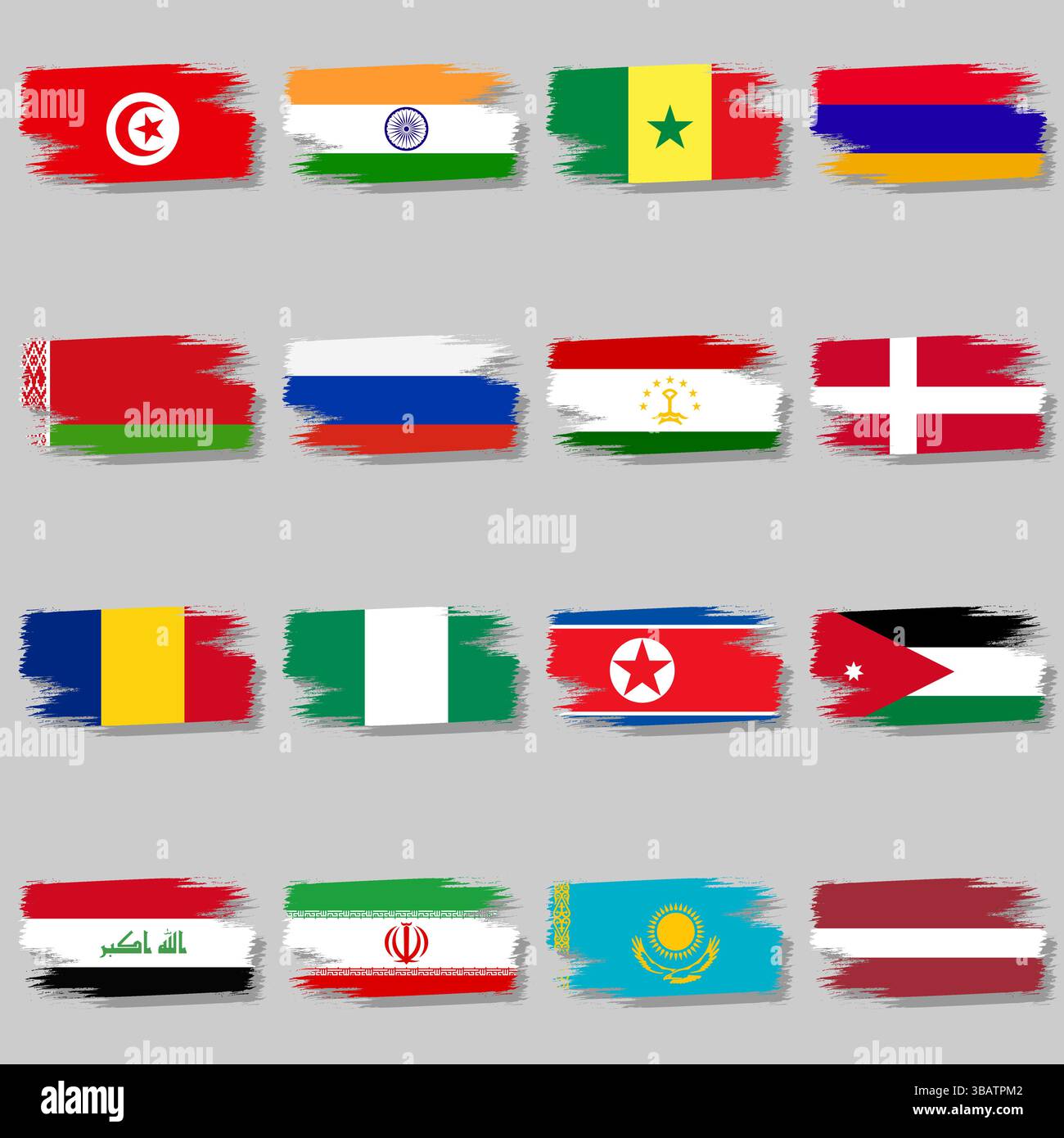 Vecteur grand ensemble de drapeaux nationaux brosse et avec brosse Illustration de Vecteur