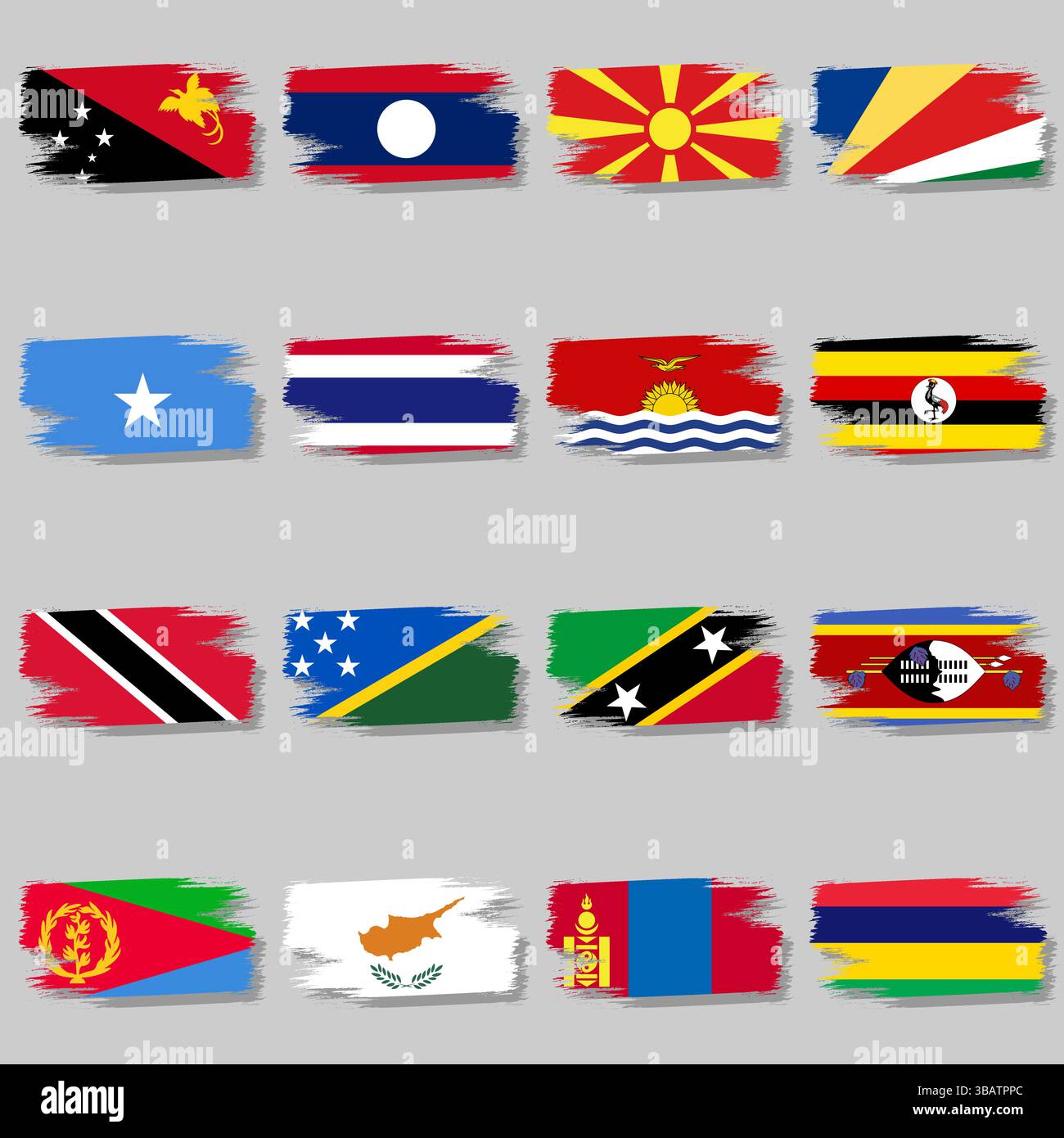 Icônes vectorielles frottent par une poignée de drapeaux nationaux avec ombre Illustration de Vecteur
