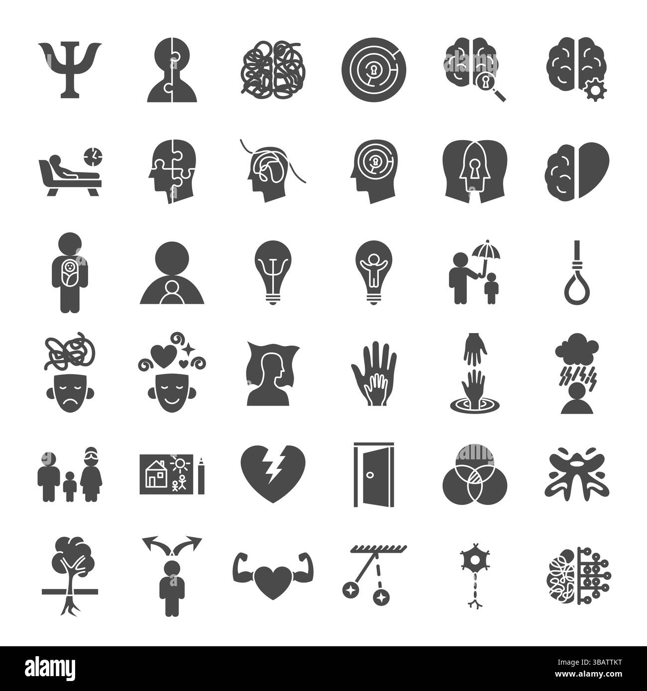 Santé mentale icônes Web solides Illustration de Vecteur