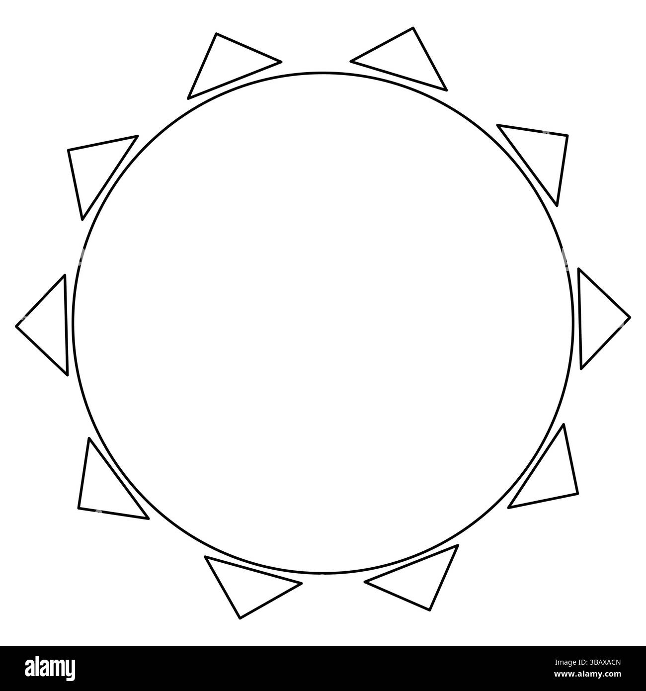 Coloriage avec dessin de contour d'été du soleil avec des rayons en forme de triangle. Beaucoup de rayon. Élément des éléments. Pour divertir, été, saisonnier, Illustration de Vecteur
