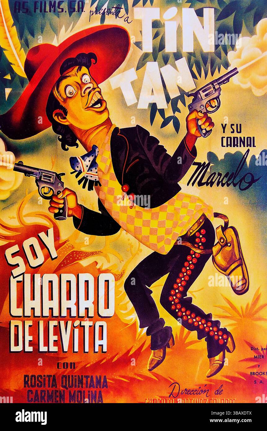 Image partielle de vintage mexicain Cine Poster Soy Charro de Levita Banque D'Images