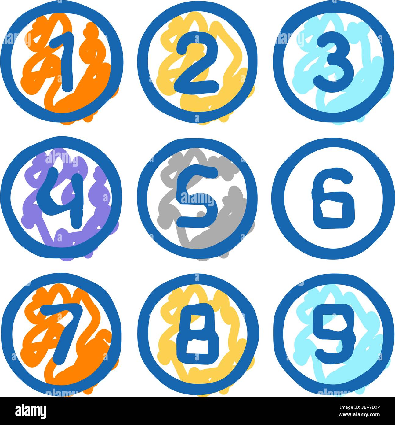 chiffres mathématique éducation icône doodle illustration Illustration de Vecteur